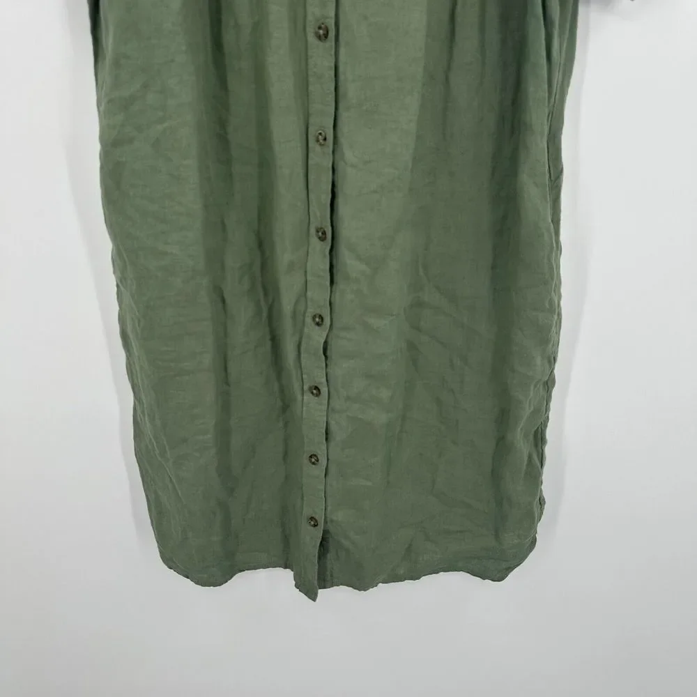 J. Crew Olive Green Button-Front Midi Dress